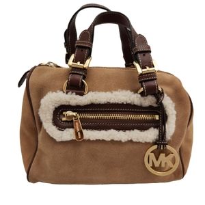Michael Kors Benbrooke Walnut Suede Small Handbag Sherling Satchel